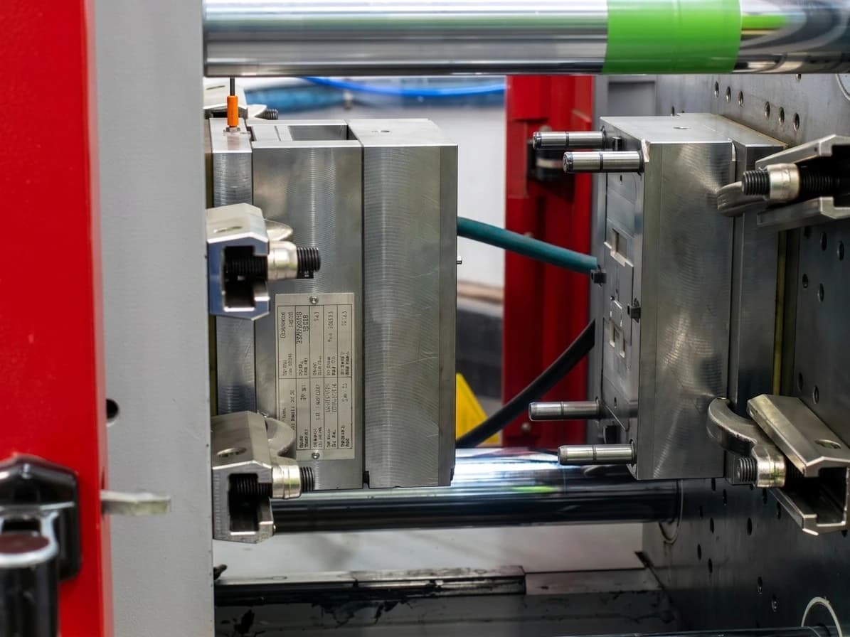 Injection mould close-up inside the machine